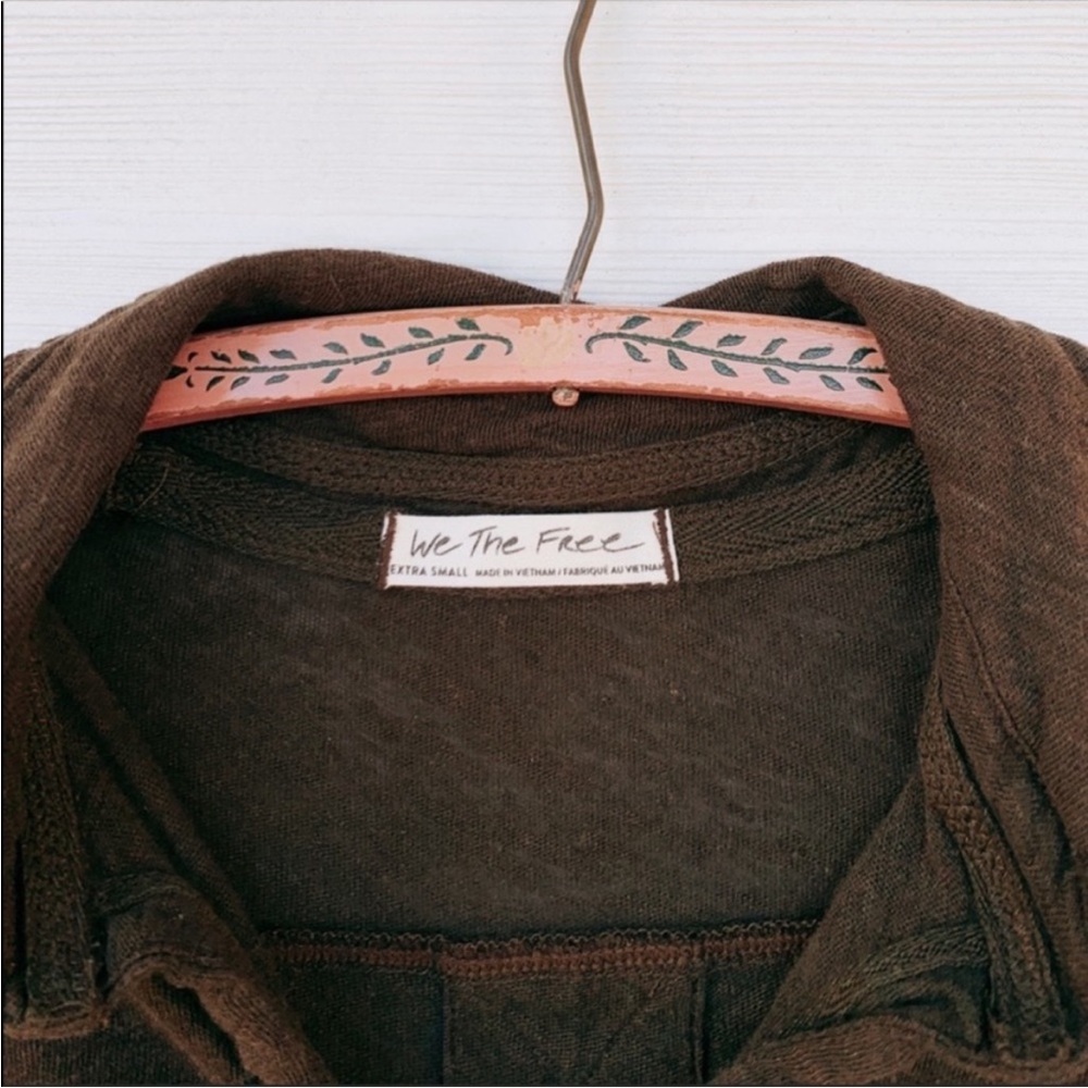 Free People Penelope Button Down Linen/Cotton Long Sleeve Top in Army, Size XS - Picture 7 of 10